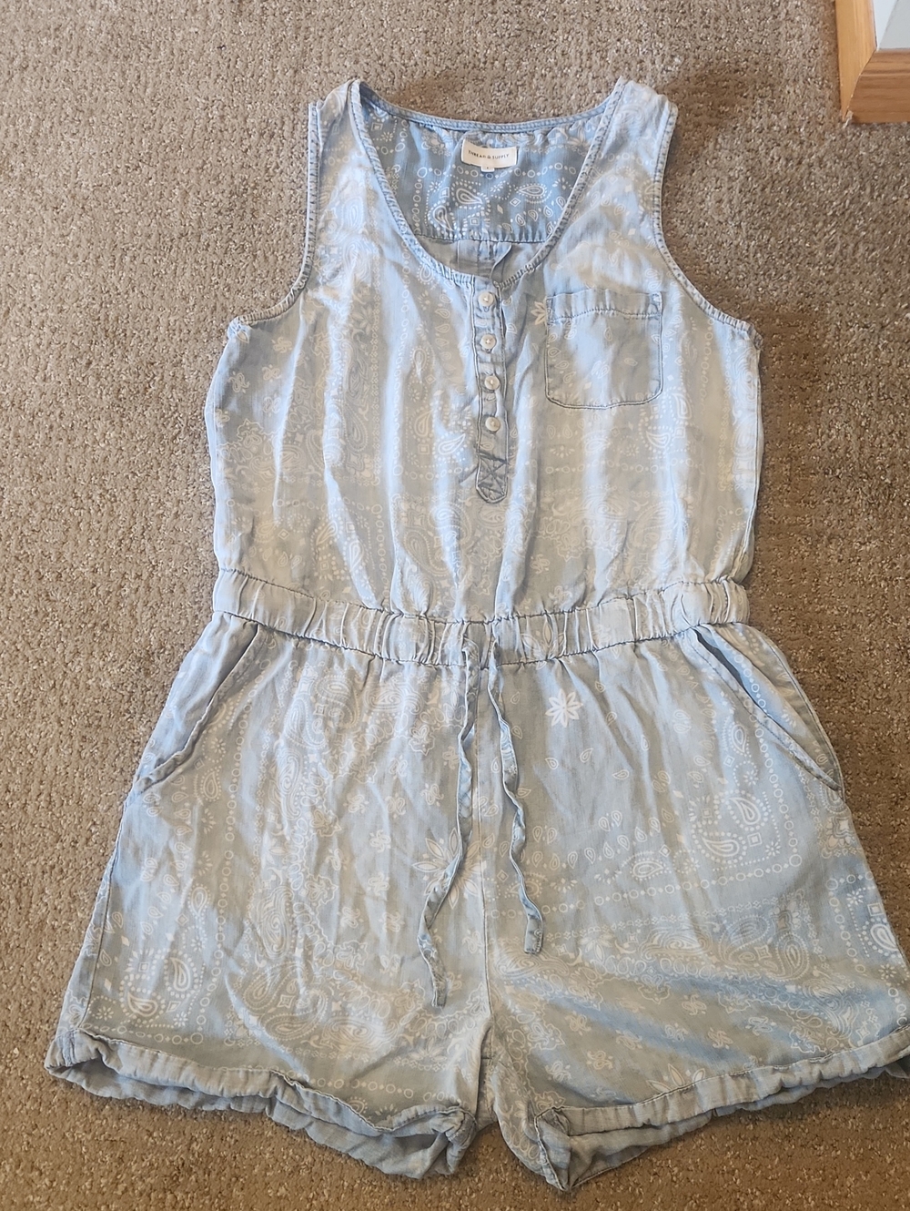 Thread & Supply Light Blue Paisley Sleeveless Romper